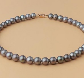 Ожерелье из жемчуга с105-40з: металлик пресноводный жемчуг, золото 585°